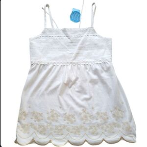 Justice White Gold Embroidered Eyelet Camisole Size 12 Medium Girls